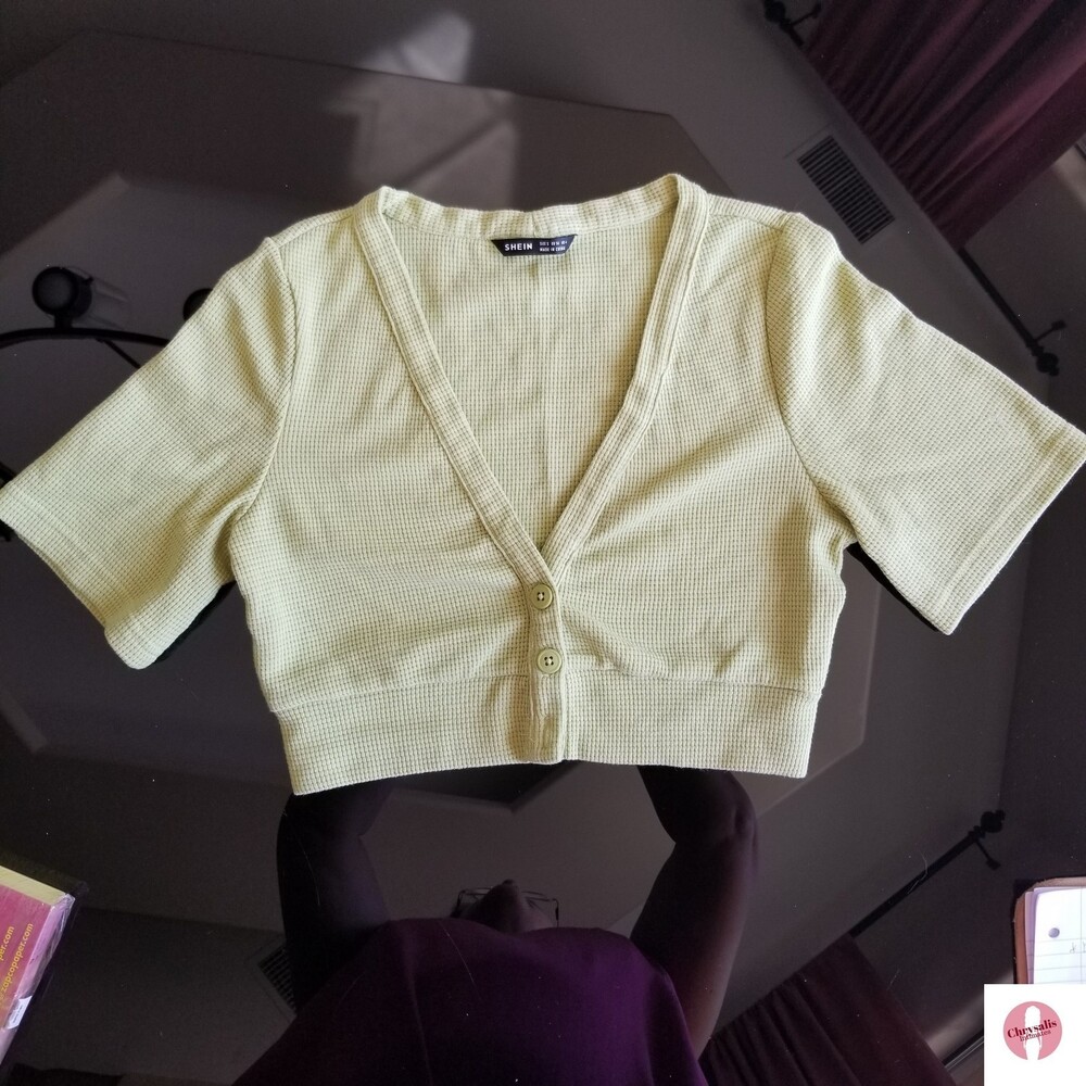 SHIEN Light Green Waffle short & crop top